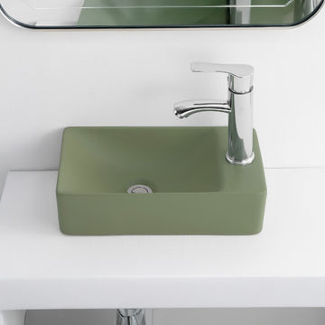 Felix 15 in. W x 8 in. D Modern Wall Mounted Rectangular Ceramic Mini Sink